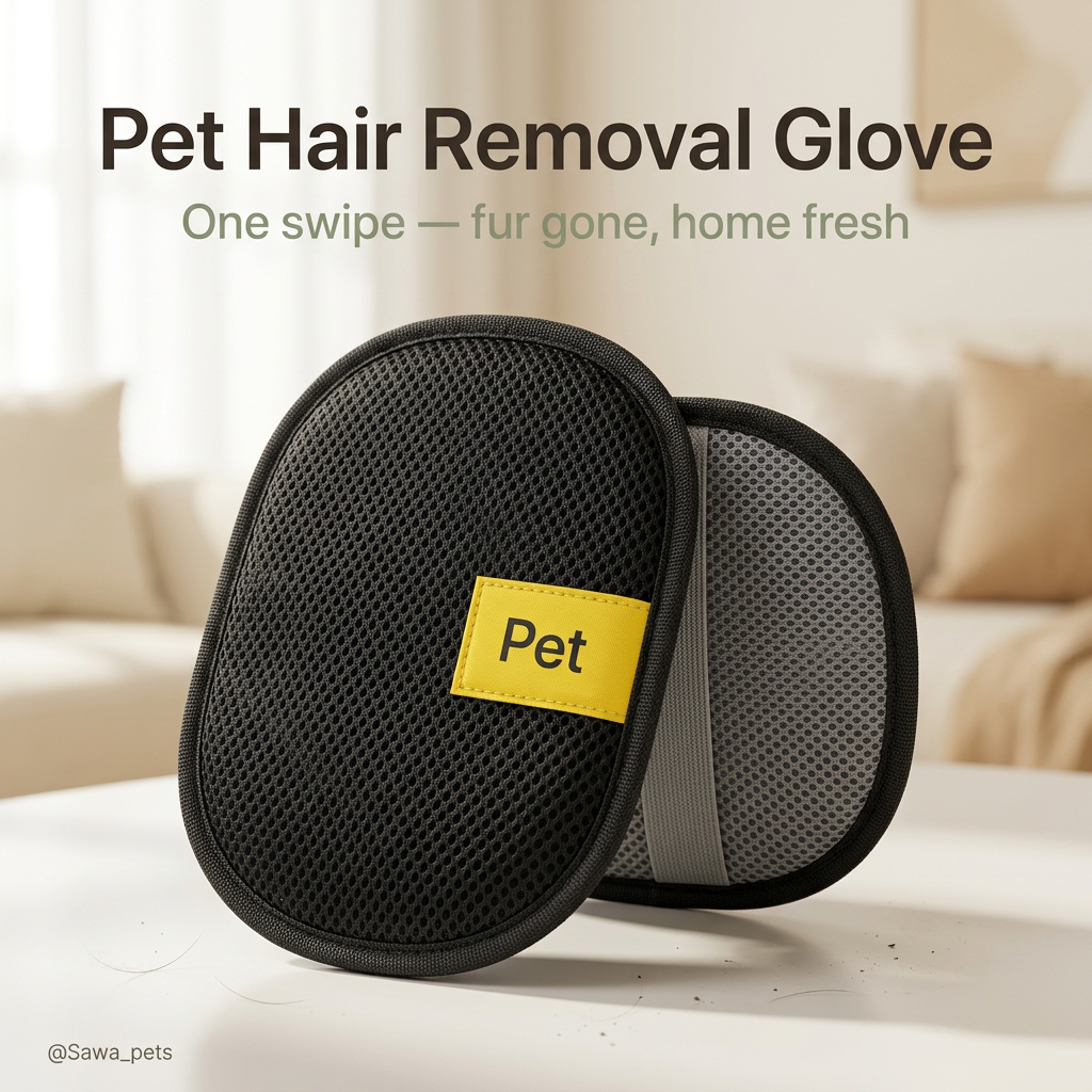 Pet hair removal glove lifting loose fur from a cat and dog coat