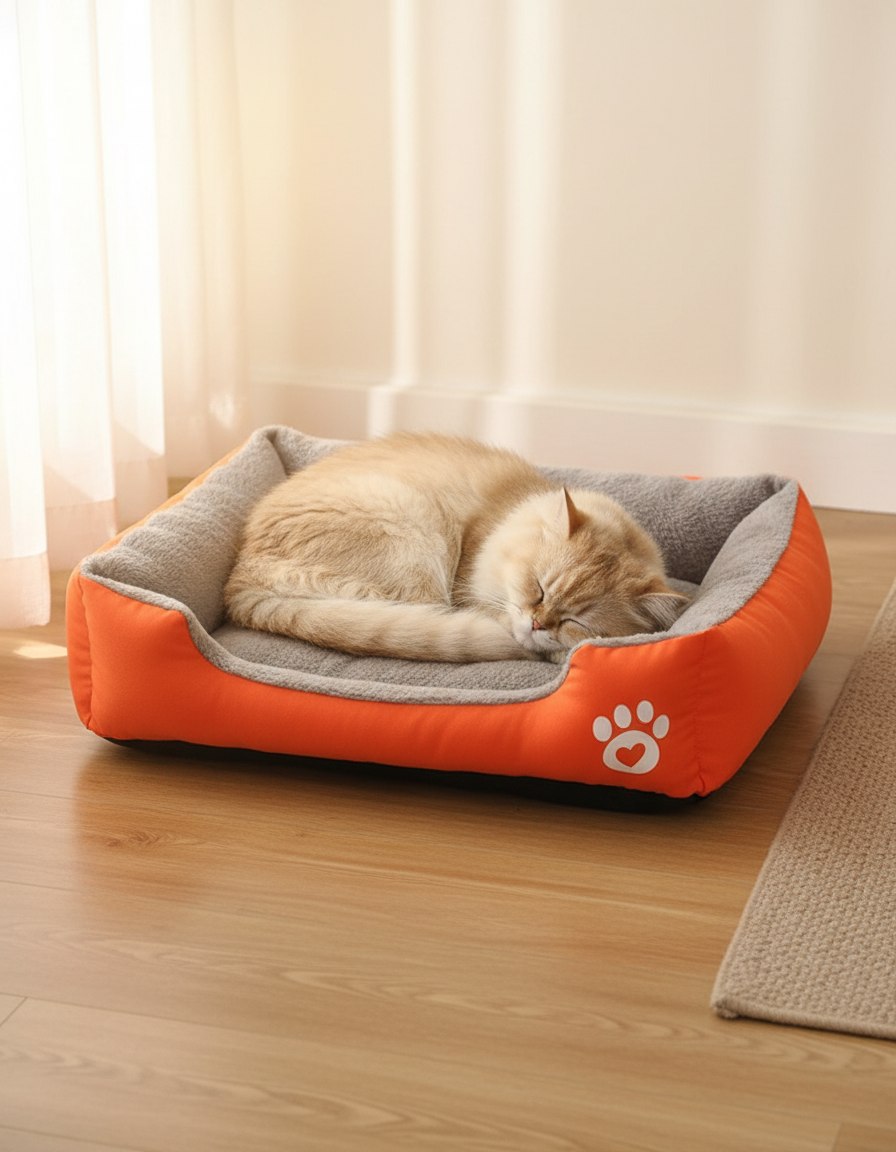 Side view of the soft pet bed showing cushioned edges and plush lining